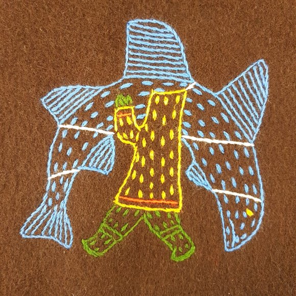 Vintage Inuit Vest Handcrafted by Canadian Eskimos Embroidered Fishing Hunting - Picture 15 of 16